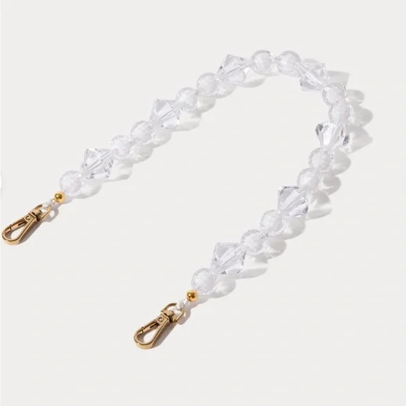 Bandolier Clear Beaded Phone Strap with Gold Accent - Picture 4 of 5